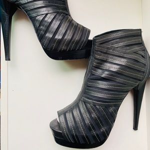 Pierre Hardy lamb skin light peep toe bottillons.